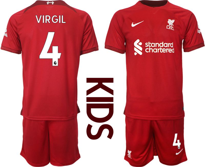 Cheap Youth 2022-2023 Club Liverpool home red 4 Soccer Jersey